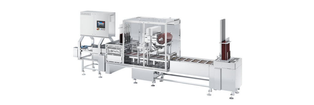 Termosigillatrice, chiuditrice in linea, alta capacità produttiva, linea di confezionamento medicale e alimentare made in Italy.